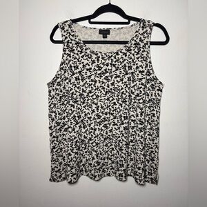 J Jill Wearever A-Line Black and Cream Floral Women's Tank Top Size LP